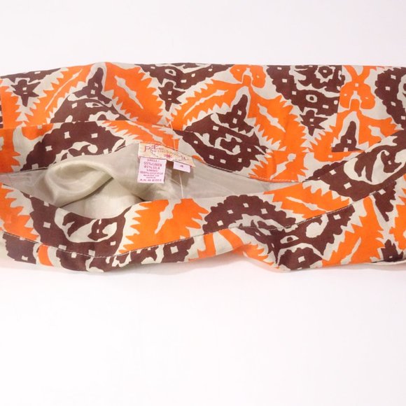 Plenty by Tracy Reese Brown Orange Cream Print Front Pocket Mini Skirt Sz 4 - Picture 9 of 12